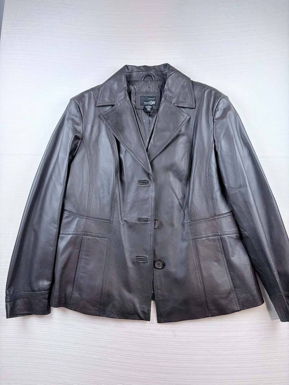 East 5th Leather Jacket Size X-Large Brown Button Front Blazer Coat